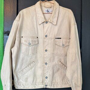 Vintage Calvin Klein Jeans Mens White Denim Jacket